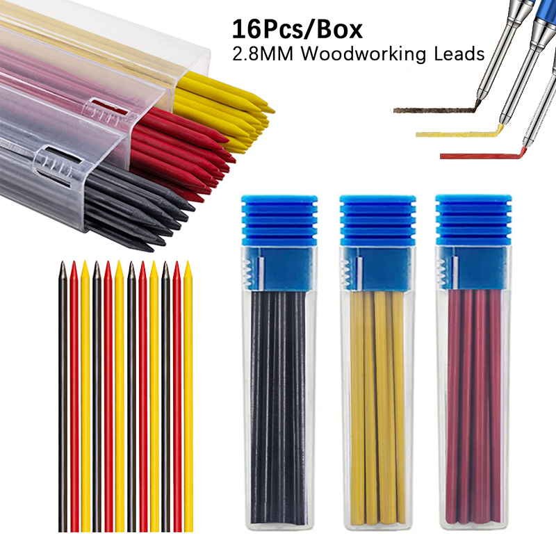 Woodworking Marking Knife - 16pcs/Box 2.8mm 2B Solid Carpenter Pencil