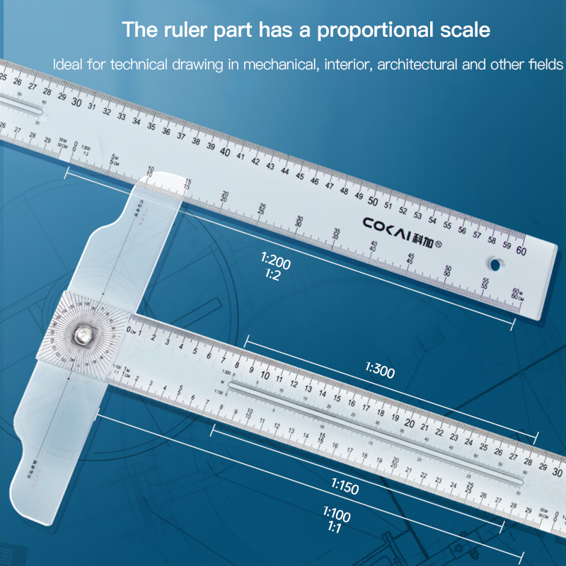 Woodworking Equipment - Dual-Sided T Square Ruler Clear Transparent