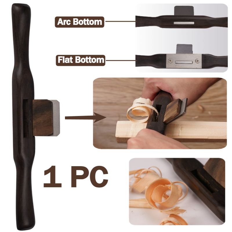 Spokeshave Flat - 265mm Wooden Flat Round Handle Ebony