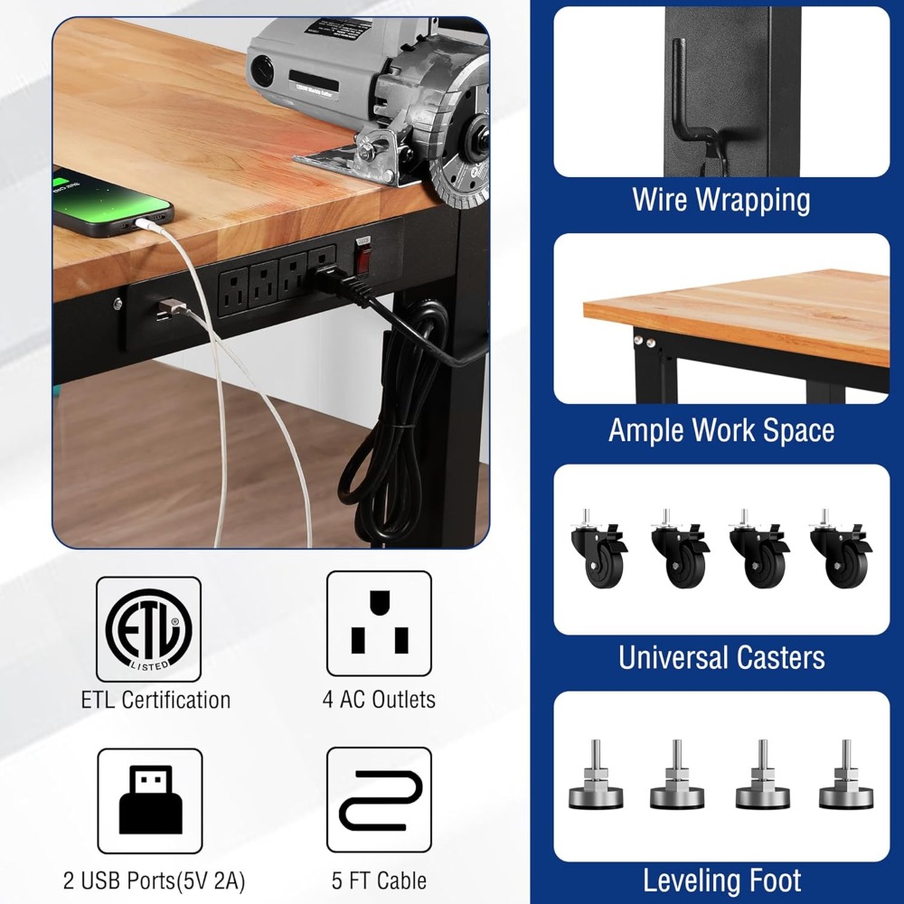 Garage Workbench, 48X22 Adjust - Woodworking Garage review and price